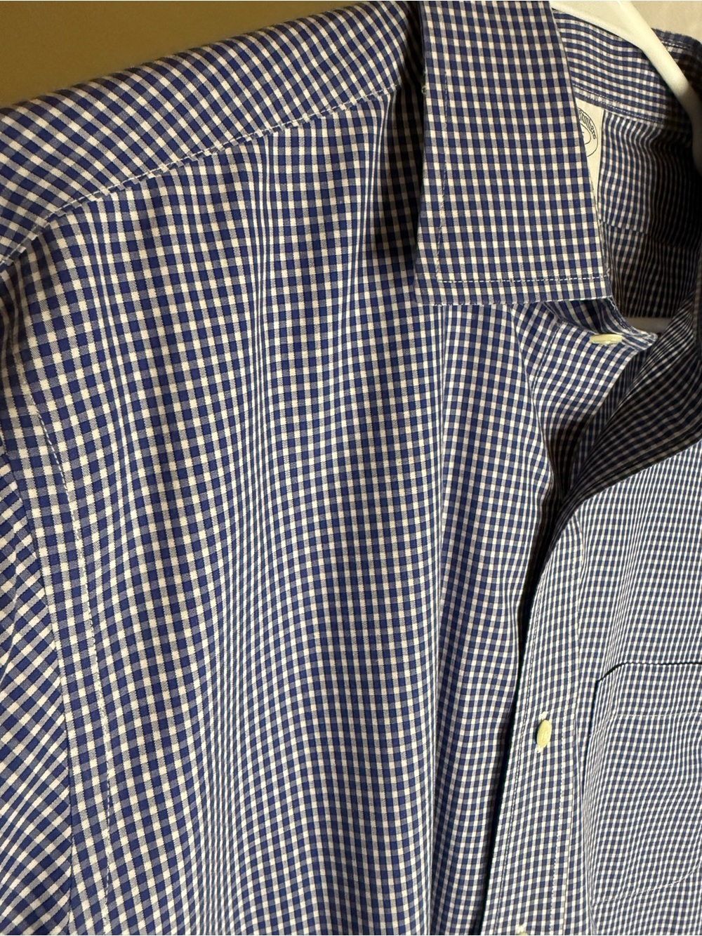 Brooks Brothers Regent Men’s Dress Shirt Blue White Gingham Check Non-Iron 16-35 - Picture 4 of 8